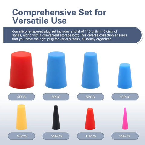 Grab This Awesome 110 Piece Silicone Plug Kit With Eight Diverse Sizes And Super Cool Colors For Painting, Powder Coating, And High Heat Protection That Truly Slaps. Silicone tapered plugs in multiple colors and sizes, 110 pcs