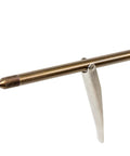Close-up of stainless shaft from Woody Elite Custom Pro Grade Speargun For Spearfishing And Freediving With Mahogany Barrel Stainless Shaft Open Muzzle