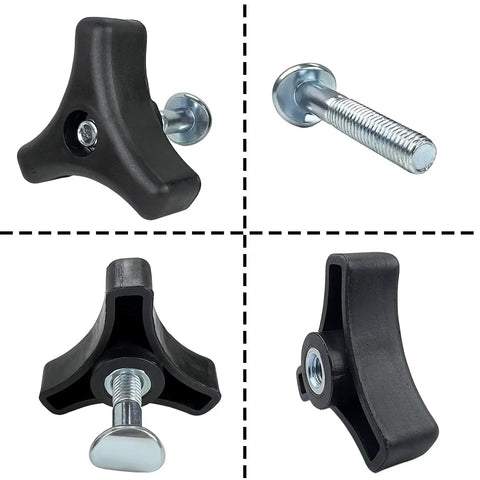 Rugged Lawn Mower Handle Knob And Replacement Bolts Kit Crafted From Shatter Proof Abs Plastic Plus Rust Resistant Metal for tough yard duty close-up.