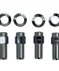 Real Deal Chrome Closed End Lug Nut Kit For 7 16 20 Thread Mag Wheels Fits Prostar Draglite Rodlite Slick showing set of 4 lug nuts and washers.