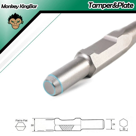 Close-up of 17 Inch Jack Hammer Bit Tamper Shank, hex end for Demolition Concrete Breaker, durable 40Cr steel.
