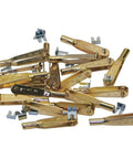 2-56 Gold N Clevises Set Of 12 With Retaining Clips For RC Airplane Linkages, Spring Steel With Welded Center Pin, Brass Plated For Easy Soldering, Built Tough For Real Aircraft Hardware, assorted clevises and clips