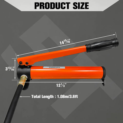 Beefy 10 Ton Low Profile Hydraulic Cylinder Jack Porta Power Ram With 0.98 Inch Stroke size details with pump handle
