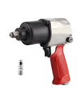 Heavy Duty Twin Hammer Air Impact Wrench Serving Six Eighty Newton Meters Of Serious Nutcracker Torque And A One Half Inch Square Drive with ergonomic grip.