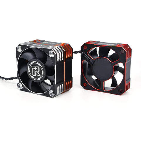 Front view of Fifty Millimeter RC Cooling Fan With Ten Thousand RPM Dope Brushless Motor Heatsink And ESC Cooling For One Fifth Scale RC Cars.
