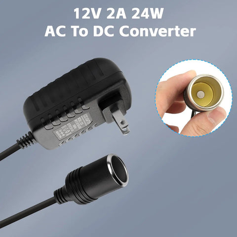 Smooth As Butter AC To DC Converter 12V 2A Cigarette Lighter Power Adapter showing plug and output socket.