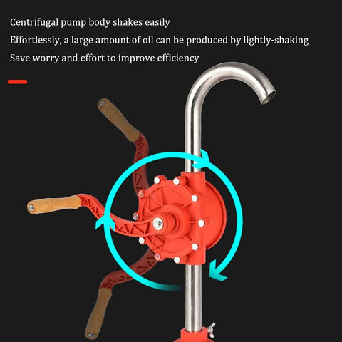Heavy Duty Rotary Hand Barrel Pump For 15 To 55 Gallon Drums With Stainless Steel Inlet Pipe. Ideal For Transferring Gasoline, Kerosene, Antifreeze, Oil, Hydraulic Fluids And Other Petroleum Products. Durable Red Construction With Wear Resistant Core
