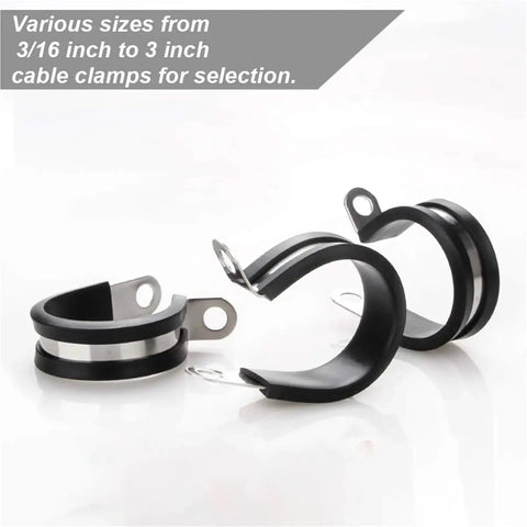 Heavy Duty Stainless Steel Cable Clamps Kit With Rubber Cushion For Hoses And Pipes Adjustable Size 44 Piece Assortment Built To Last