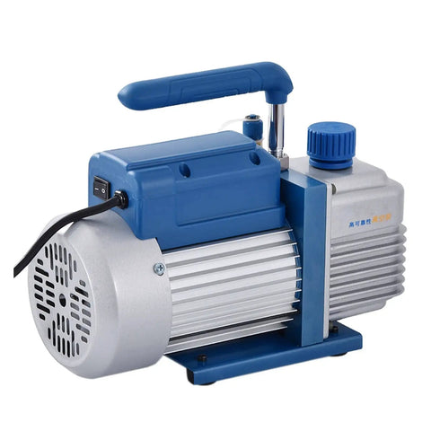 Side view of Handy Portable Submersible Electric Water Pump 1L Mini Lab Suction Filtration Vacuum 220V 150W blue and silver unit