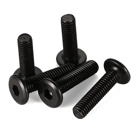 Heavy Duty Quarter Inch By Twenty Flat Head Socket Head Screws Furniture Bolts, black oxide, viewed from angle