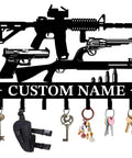 Gun Theme Wall Hooks For Keys And Clothes Personalized Cast Iron Key Holder And Coat Hanger In Matte Black