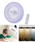 XEGZLH Ceiling Fan Light E27 Lamp Head Fan with Remote Control 2700-6000k Adjustable above a boy studying.