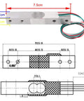 20 Kg Load Cell Weighing Sensor Portable Electronic Kitchen Scale Kit With HX711 Amplifier Module And Four Wire Output Red To E Plus Black To E Minus Green To A Plus White To A Minus For DIY Precision Weighing, 7.5cm aluminum beam