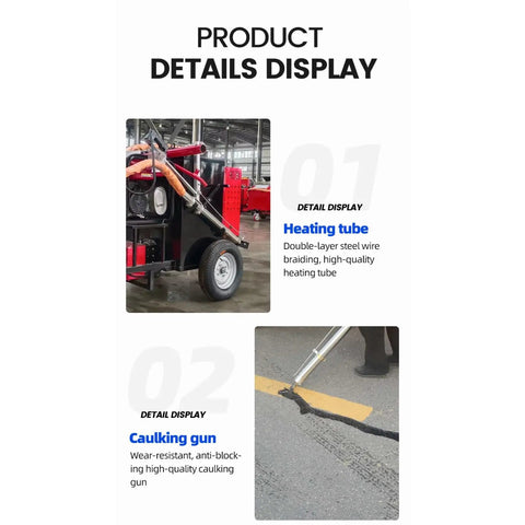 Pro Grade Road Crack Filling Machine For Asphalt And Concrete Joint Sealing, heating tube and caulking gun details