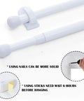 No Drill Adjustable Aluminum Curtain Rods 2 Pack With Adhesive Hooks White 26 To 50 Inch with installation suggestions