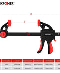 Bar Clamp Woodworking Set With Quick Release Converts To Spreader 6 Piece Clamp Kit Includes 24 Inch 12 Inch And 6 Inch Clamps Heavy Duty Hold With Durable Steel Jaws Ideal For Cabinet Making Framing And Woodworking Projects product image with size specifications and load limits.