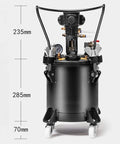 Kick Ass Heavy Duty Air Pressure Pot Holds 2 5 Gallons, black steel, mobile design with gauge, for smooth spray jobs.