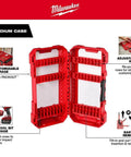 Milwaukee 21-piece Thunderbolt black oxide drill bit set in red carrying case (front view)