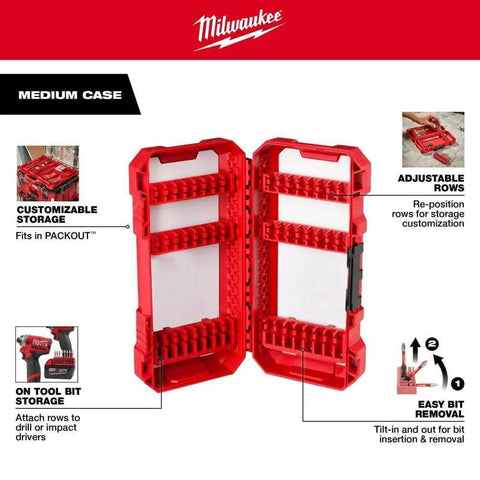 Milwaukee 21-piece Thunderbolt black oxide drill bit set in red carrying case (front view)