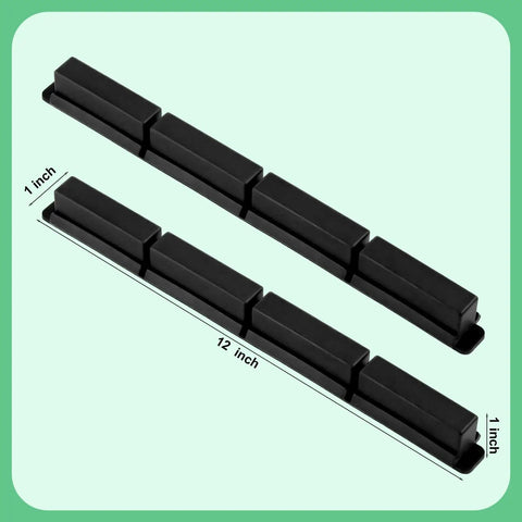 Two Pack 12 Inch Vacuum Cleaner Magnet Strips with removable covers and screws for upright vacuums, black replacement bars.