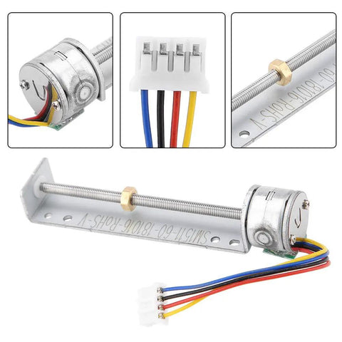 Absolute Beast 5V Micro Linear Stepper Motor Featuring Tight Screw Slider Design For Heavy Duty Pull Push Motion In Compact Boxes and connectors.