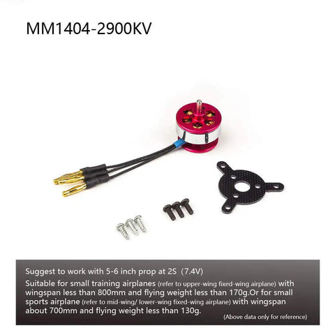Micro Brushless Outrunner MM1404 2900KV With ESC Power Combo shown with mounting hardware