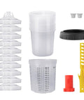 Save Yourself Some Grief With These Disposable Hvlp Paint Sprayer Mixing Cups Kit includes ten clear liners, lids, and mixing tools.