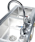 Commercial Wall Mount Kitchen Faucet With 8-Inch Center Gooseneck Swivel Spout, Two Handles, Heavy Duty Brass Chrome Finish
