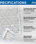 Z-Line ZL MERV 10 Pleated Air Filter 20x20x1 with specifications on frame, media, and metal grid