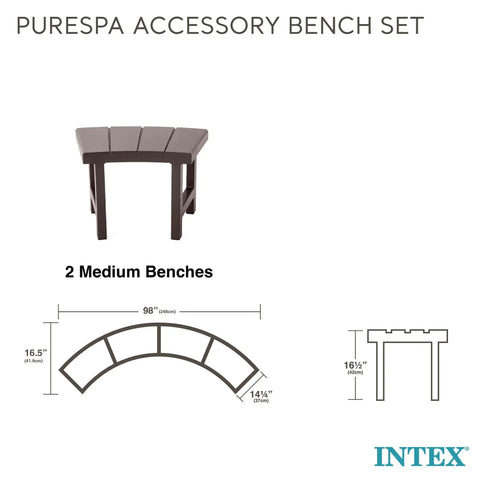 Two Pack PureSpa Accessory Benches For Four Person Spas, Easily Combine To Create A Larger Bench, storage for towels and snacks