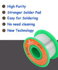 No Lead Solder Wire For Electronics With Rosin Flux Core 1.2mm Diameter Sn99 Ag0.3 Cu0.7 Alloy 30g spool with green and orange label