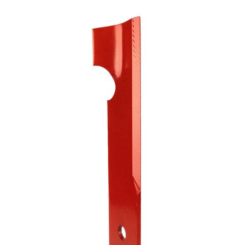 Side view of red Three Pack 54 Inch Deck Blades For Zero Turn Mowers Fits MZ Magnum Rambler CZT Outlaw Deck Models Replacement Blades Made In USA Heavy Duty Performance