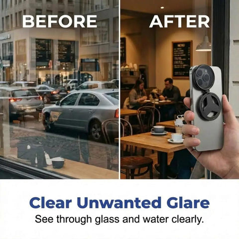 Before and after using Magnetic CPL Phone Camera Filter Kit With Quick Mount Polarizing Filter for anti glare effect.