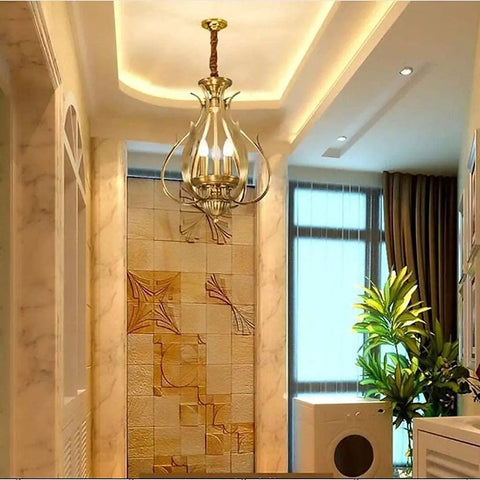 Modern Chandelier Ceiling Pendant Light Fixture For Dining Room Bedroom Porch And Garden With Chic Candle Design in a cozy hallway.
