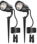 12W 2900K COB LED Low Voltage Landscape Spotlight With 36 Degree True Beam ETL Listed For Outdoor Waterproof Uplights Yard Garden House Driveway Two Pack With Connectors
