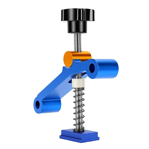 Heavy Duty T Track Clamps With Spring Nut Offer Adjustable Pressure Plate Slider For Woodworking And Metal Milling Tables Featuring 100mm Clamping Range to secure workpieces.