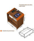 Sleek Nightstand Set Of Two Killer Bedside Table With Built In Charging Station LED Mood Light And Dead Simple Lockable Drawer Makes Your Room Layout A Total Breeze - top view showing dimensions and features like charging ports.