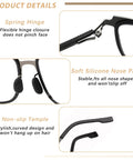 Close-up of Bifocal Photochromic Reading Glasses For Women With Anti Blue Light UV Protection showing spring hinge and silicone nose pads.