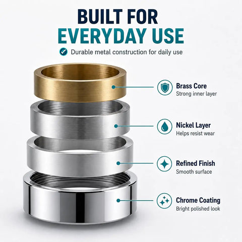 Two Piece U Shaped Faucet Extender Featuring Smooth Swivel Reach And Dual Spray Modes Comes Complete With All Gaskets For Super Simple Kitchen And Bath Sink Updates In Classic Silver