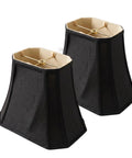 Rectangular Cut Corner Lamp Shade Top 5x6.5 Bottom 8x12 10 Slant Height Black With Gold Lining Silk Shantung Linen Fabric 2 Pack
