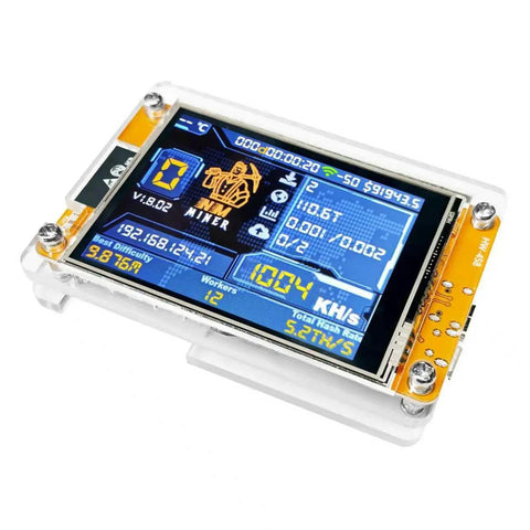 Bitcoin Lottery Miner NerdMiner V2 ESP32 Solo Miner with 2.8 Inch display showing 1004 KH/s hash rate