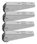 Heavy Duty Sliding Door Rollers Galvanized Track For Barn Or Closet Doors Hella Smooth Glide Pulley Hardware Kit 4 Pack visible rollers in silver.