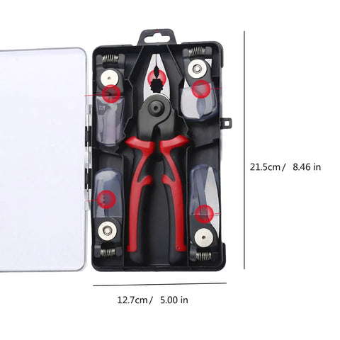 Multipurpose Wire Strippers And Crimping Pliers With Quick Change Heads for DIYers and Home Pros, in a 127x215 mm case