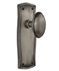Prairie Plate Old School Style With Homestead Knob Passage Door Hardware Set 2.75 Inch Backset Antique Pewter Solid Forged Brass