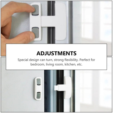 Hands adjusting Kidproof Fridge Lock For Cabinets And Drawers Anti Pinch Plastic Strap Latch Self Adhesive Cabinet Lock.