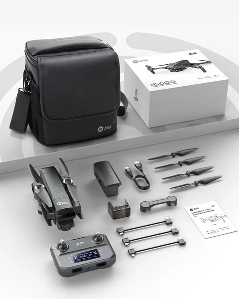 Complete set of Dope 4K GPS Drone With 2 Axis Gimbal, Remote ID, 30FPS Cam, Follow Me, with accessories and carrying case.