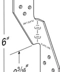 Diagram of Hurricane Tie H2.5A 18 Gauge Galvanized Structural Tie with dimensions and embossed bend lines.