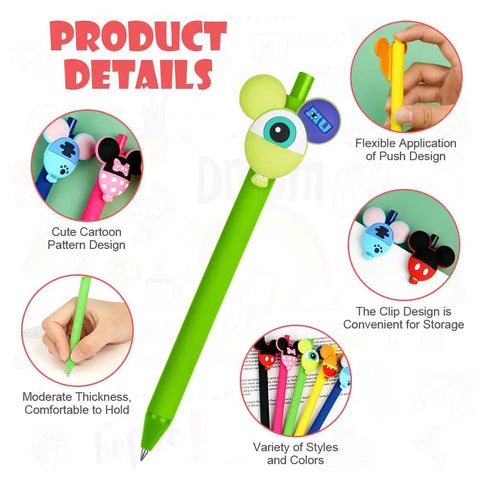 Five Cute Cartoon Mouse Head Ballpoint Pens Set With Retractable Tips In Multiple Colors For Teachers And Students Notes Journal Doodling Office Supplies Totally Fun For School Or Home Use with product details and features such as design, clip, and styles visible