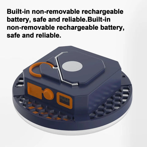 Close-up of Crazy Bright 4000 Lumen Portable LED Camping Lantern with built-in rechargeable battery and magnetic base