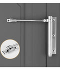 Beefy Adjustable Aluminum Door Closer With Automatic Spring Soft Close Heavy Duty Hardware for commercial use on grey door